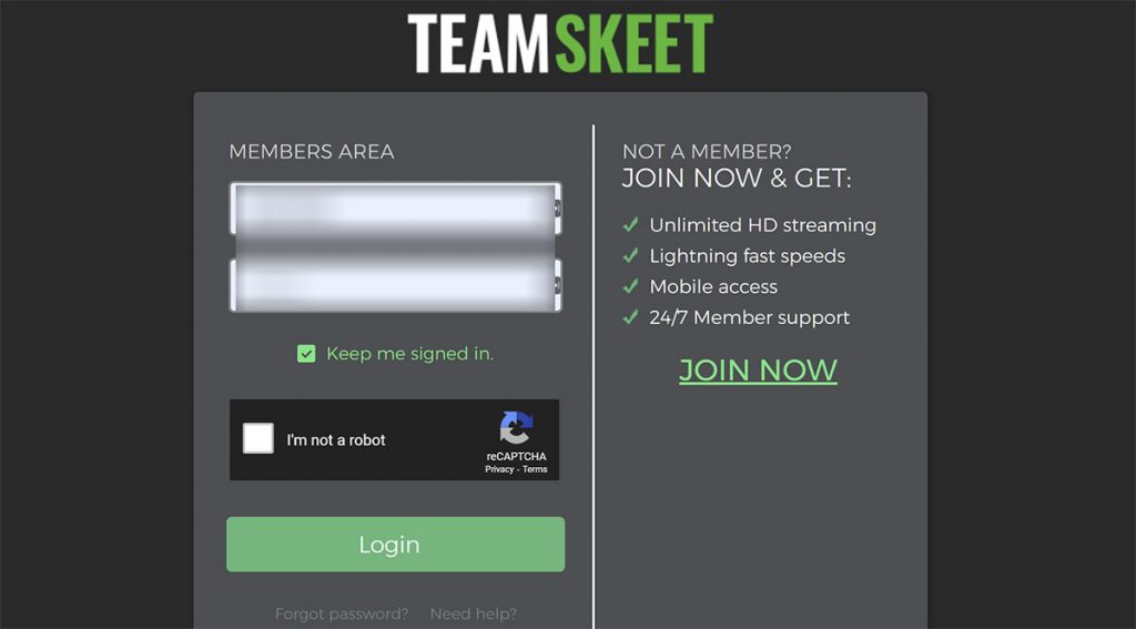 how to login to teamskeet